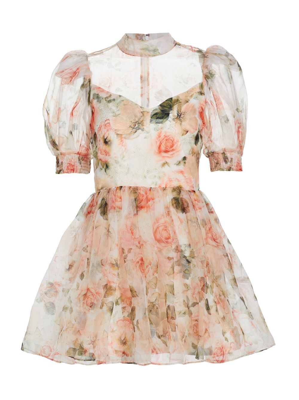 

Мини-платье Vernita с пышными рукавами Alice + Olivia, белый