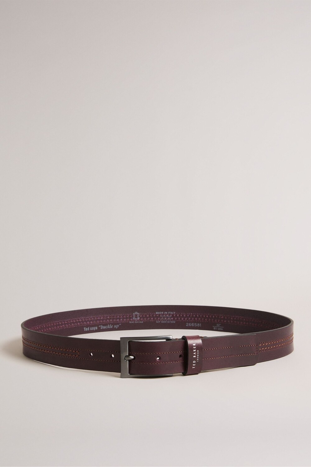

Ремешок Crisic Oxblood из красной кожи с декоративной строчкой Ted Baker, красный
