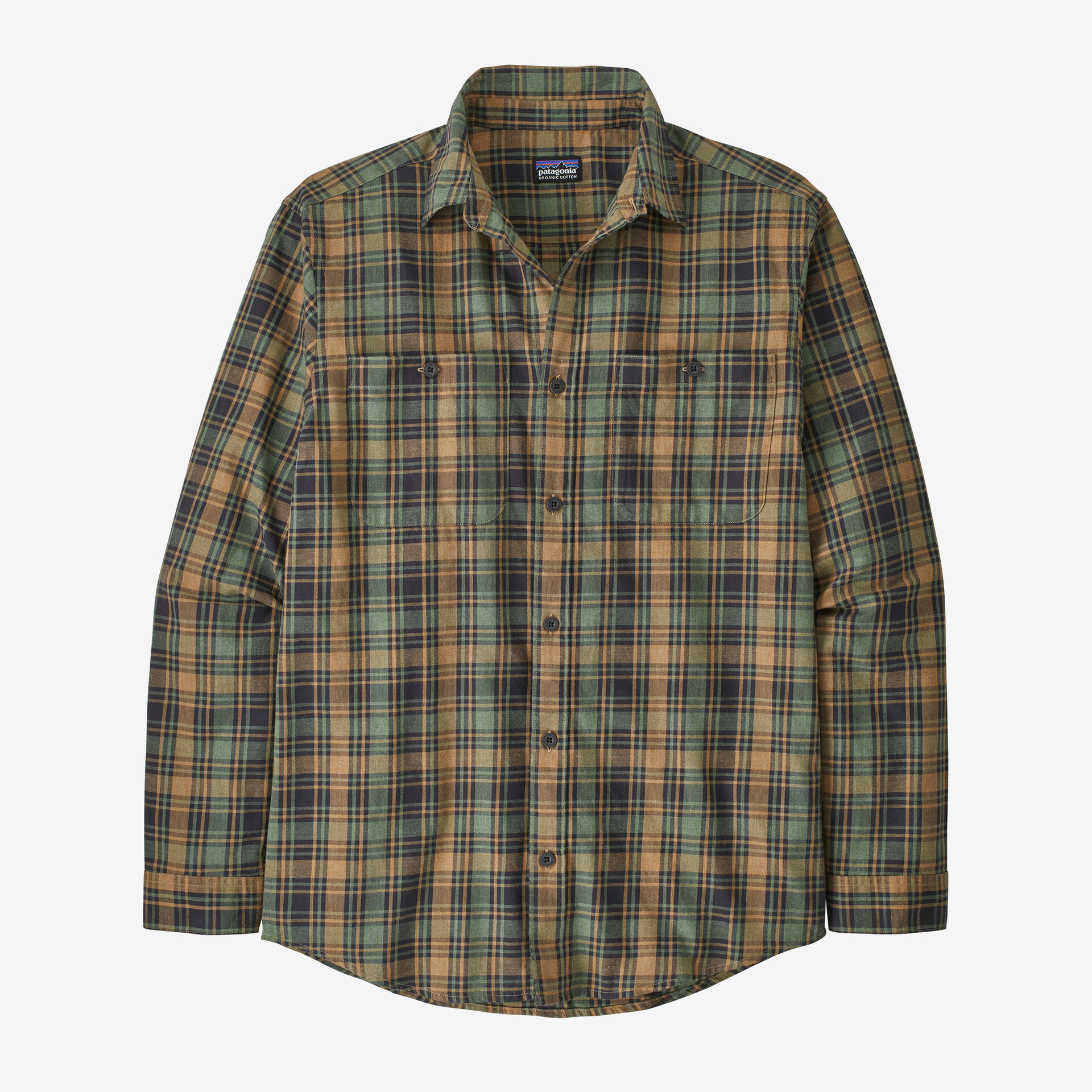 цена Мужская рубашка из хлопка пима с длинными рукавами Patagonia, зеленый