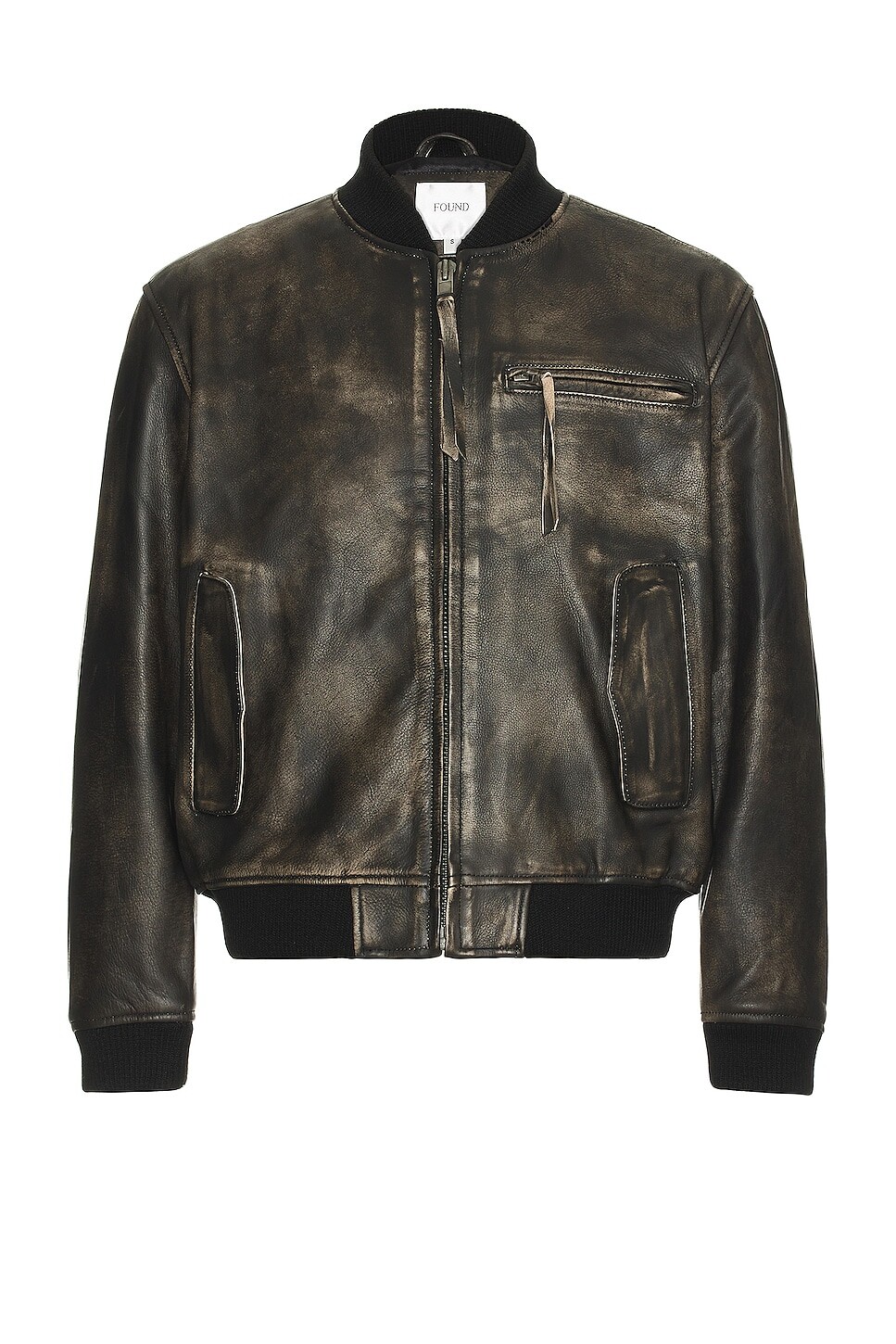 

Куртка Found Distressed Leather Bomber, черный
