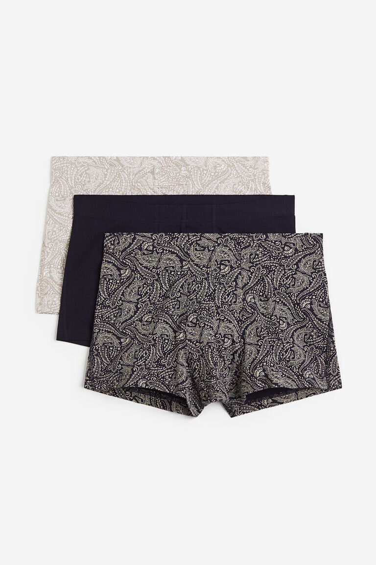 

Комплект из трех коротких хлопковых плавок H&M, черный