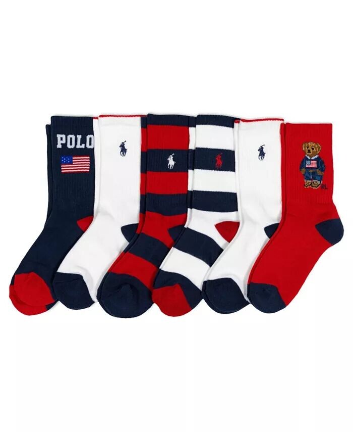 

Носки Americana Bear Crew для мальчиков, 6 шт Polo Ralph Lauren, мультиколор
