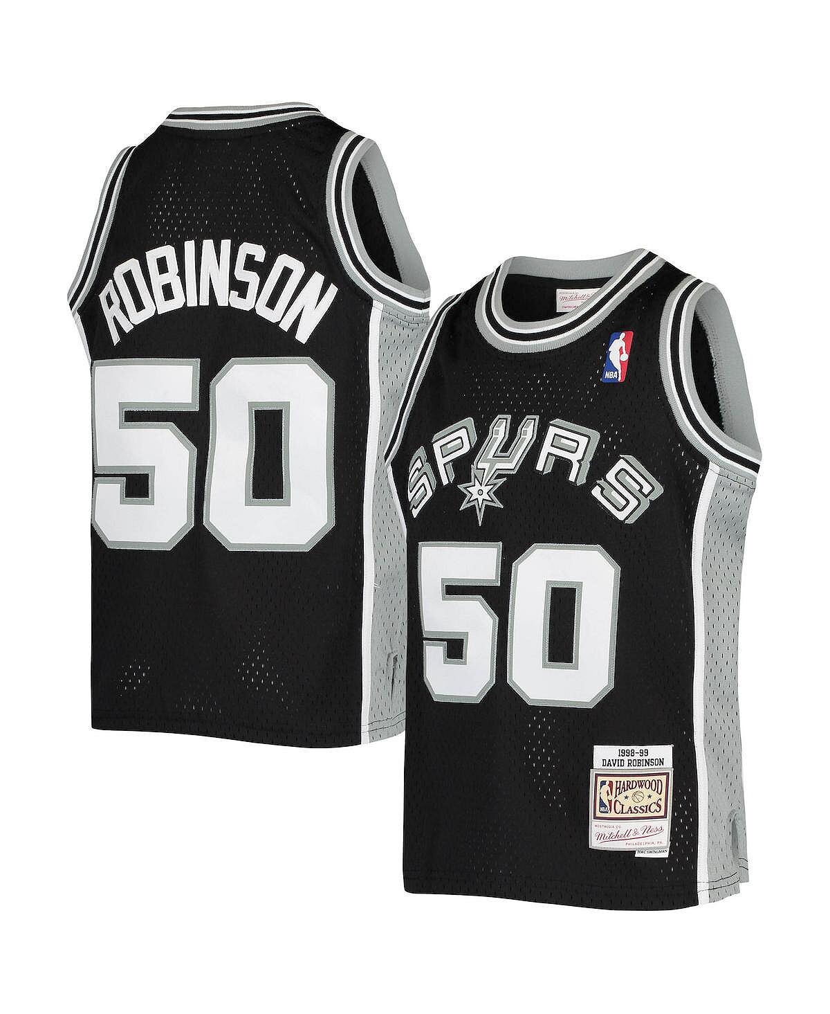 

Черная футболка Big Boys David Robinson San Antonio Spurs 1998-99 Hardwood Classics Swingman Throwback Джерси Mitchell & Ness