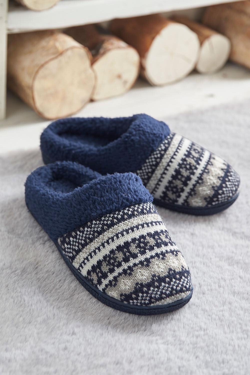 

Вязаные тапочки-мюли Fair Isle Cotton Traders, синий