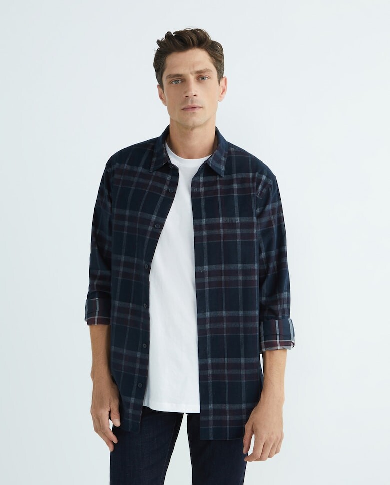 

Мужская спортивная рубашка стандартного кроя из микро-велюра Armani Exchange, темно-синий