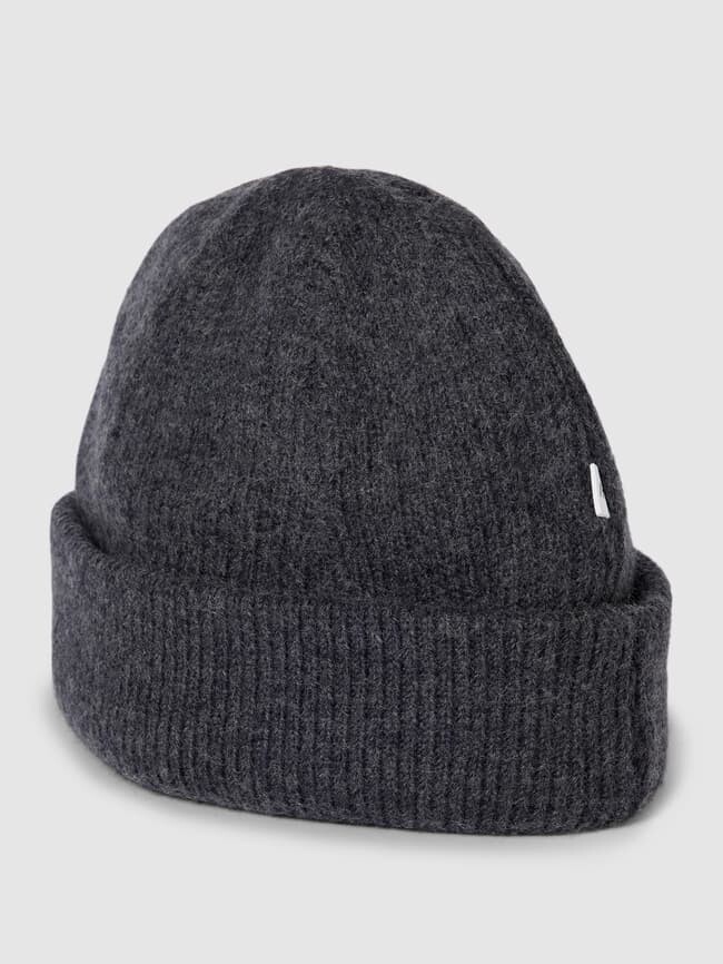 

Шапка-бини в рубчик, модель "SLHMERINO WOOL SAILOR RIB" Selected, серый