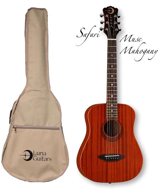 цена Акустическая гитара Luna Safari Series Muse Mahogany 3/4-Size Travel Acoustic Guitar - Natural, SAF MUS MAH