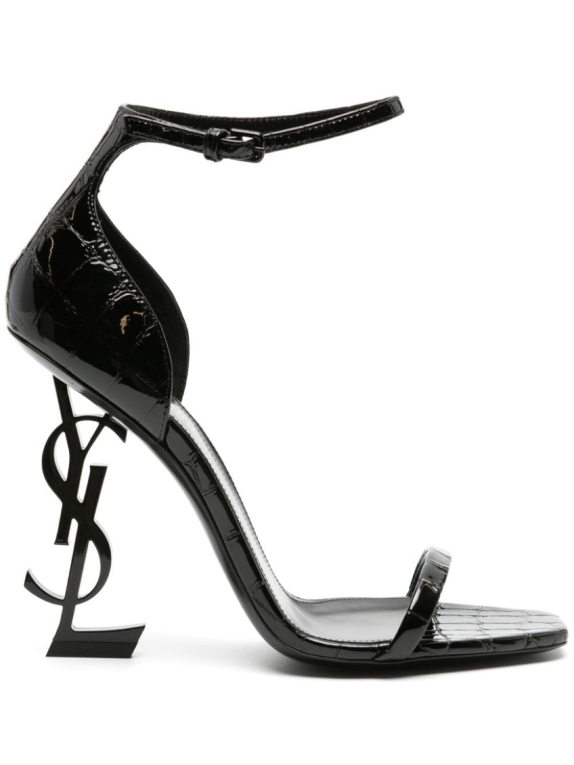 

Saint Laurent Opyum 110mm crocodile-embossed sandals, черный