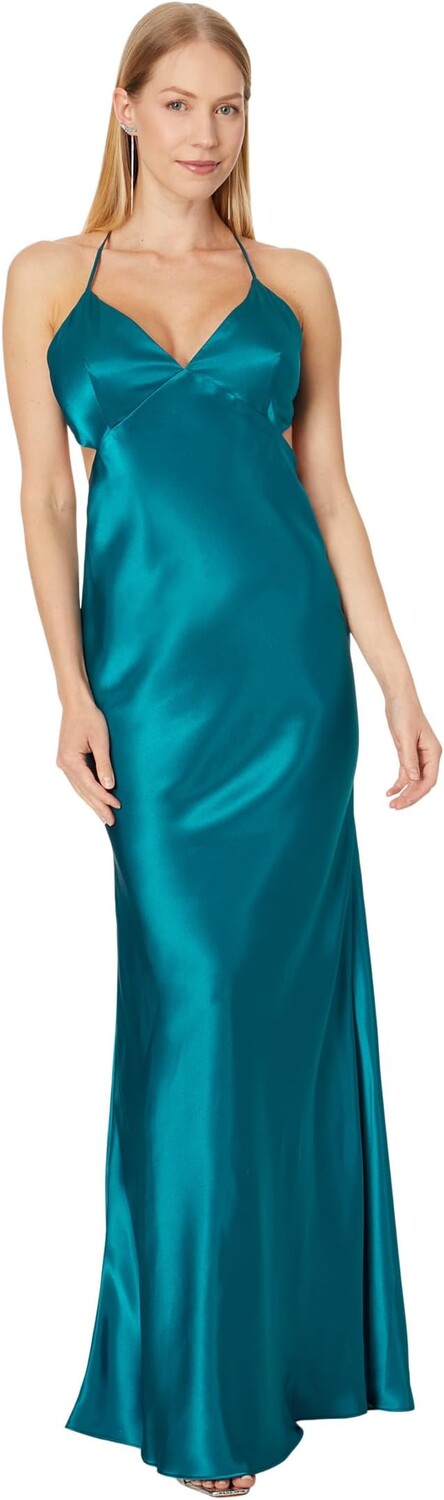 

Платье Betsy & Adam Long Charmous Spagetti Strap Tie Back, цвет Social Mallrd