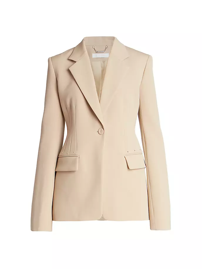 

Шерстяной жакет в форме колокольчика Chloé, цвет pearl beige