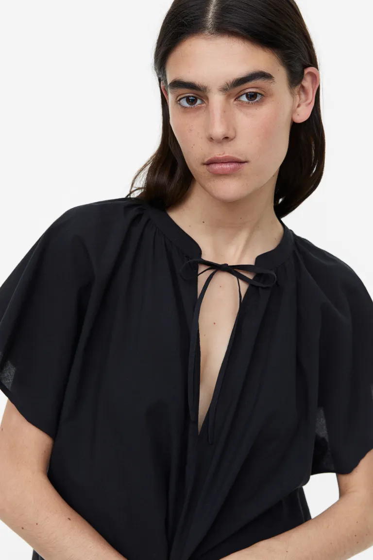 Платье-туника из хлопка H&M, черный