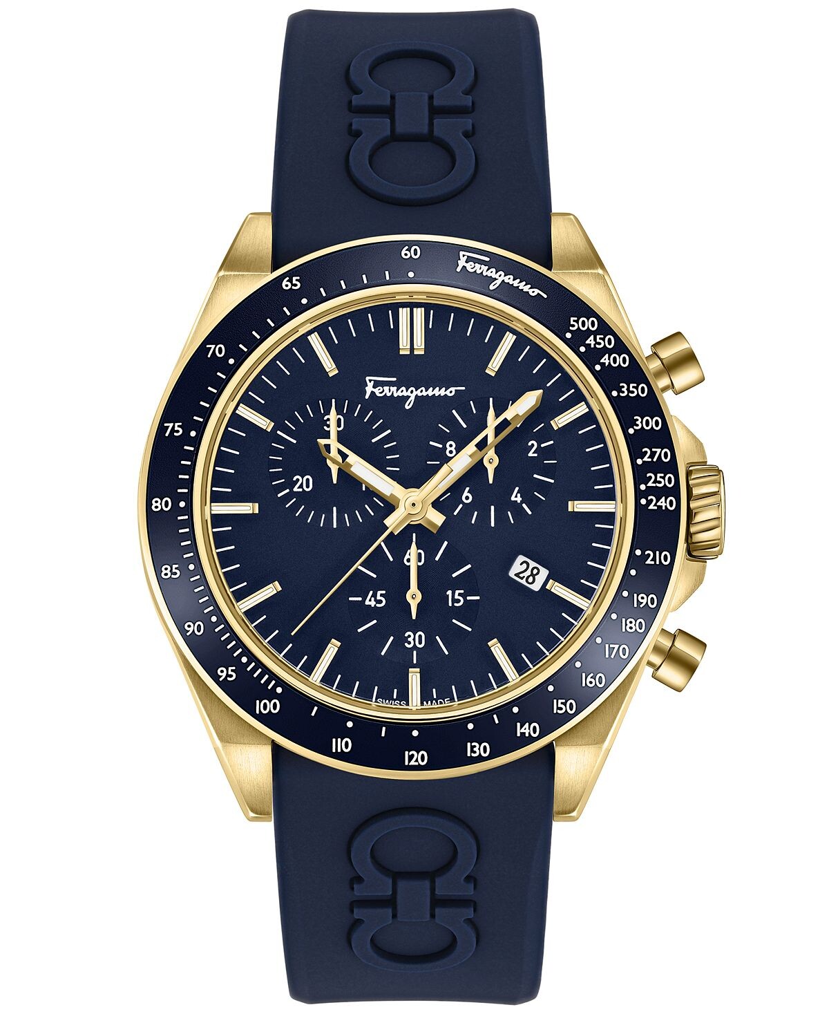 

Мужские швейцарские часы с хронографом Urban Blue на силиконовом ремешке, 43 мм Salvatore Ferragamo