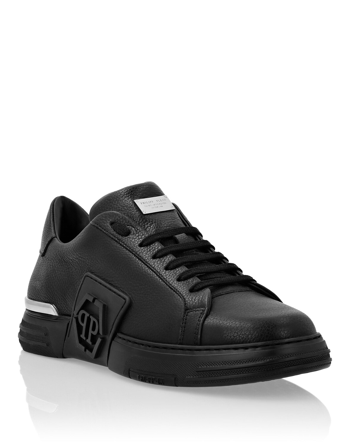 

КОЖАНЫЕ КРОССОВКИ PHANTOM KICK$ HEXAGON Philipp Plein, цвет Black / Black