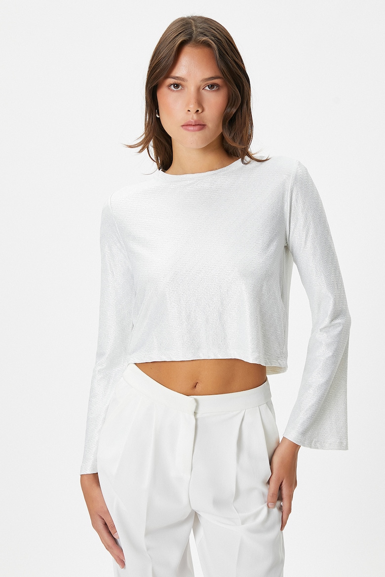 Короткая блузка с блестящими деталями Koton, белый