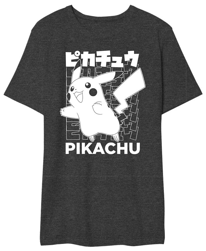 Мужская футболка с рисунком Пикачу кандзи AIRWAVES, серый
