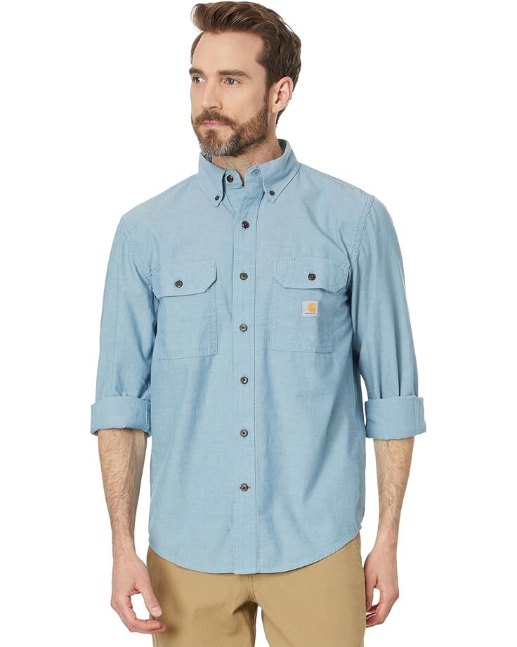 

Рубашка Carhartt Loose Fit Midweight Chambray Long Sleeve, цвет Blue Chambray