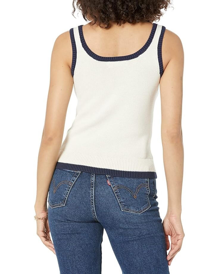 

Свитер LAUREN Ralph Lauren Two-Tone Cotton-Blend Sleeveless Sweater, цвет Mascarpone Cream/French Navy