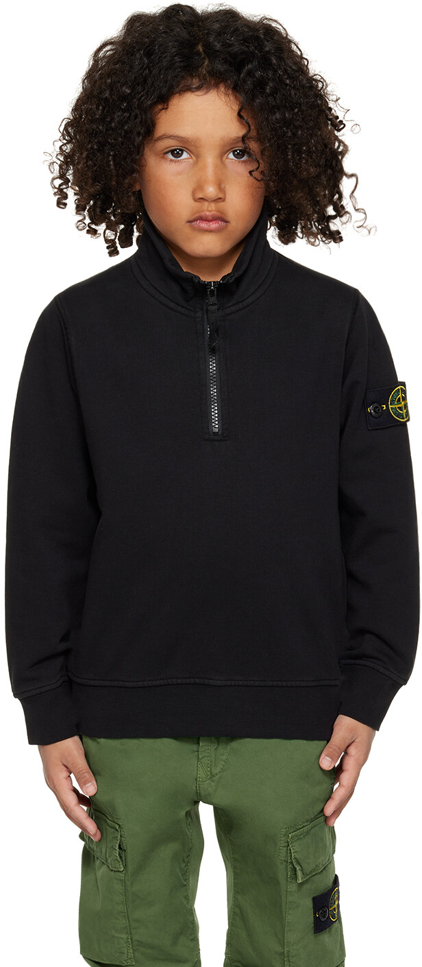 

Детский черный свитшот на молнии до половины Stone Island Junior
