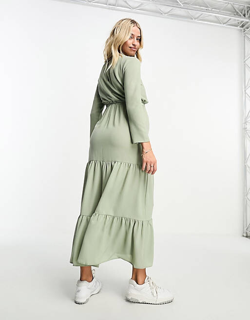 

Цветное платье миди с завязками на талии ASOS DESIGN Maternity для кормящих мам