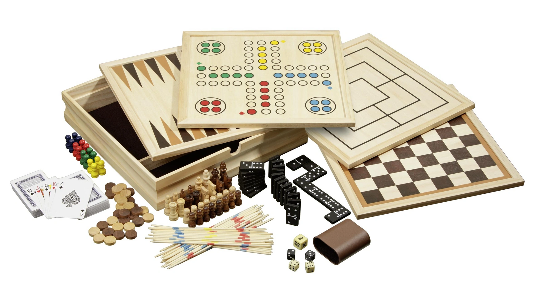 плоские игральные кости крупным планом для начинающих Коллекция деревянных игр 10, средний