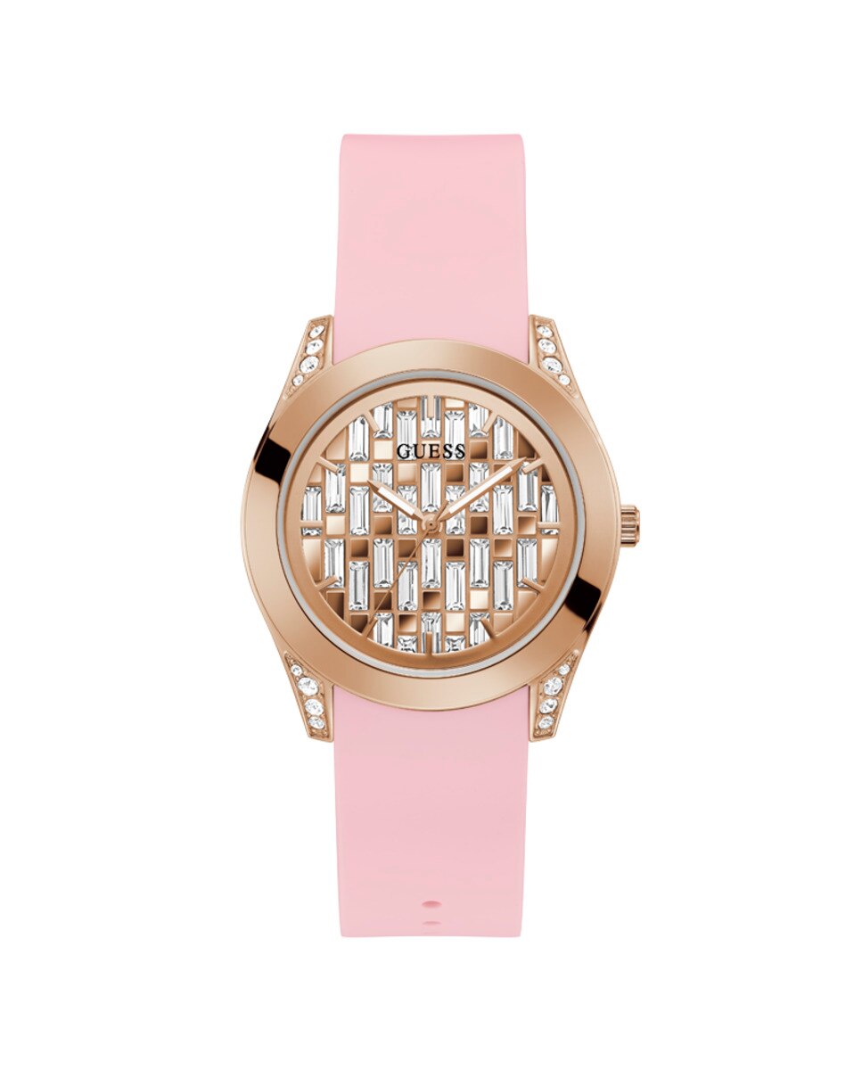 Силиконовые женские часы Clarity GW0109L2 с розовым ремешком Guess, розовый
