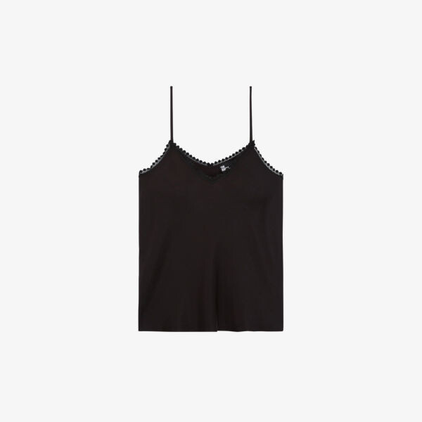

Тканый топ на бретельках с кружевной отделкой The Kooples, цвет bla01