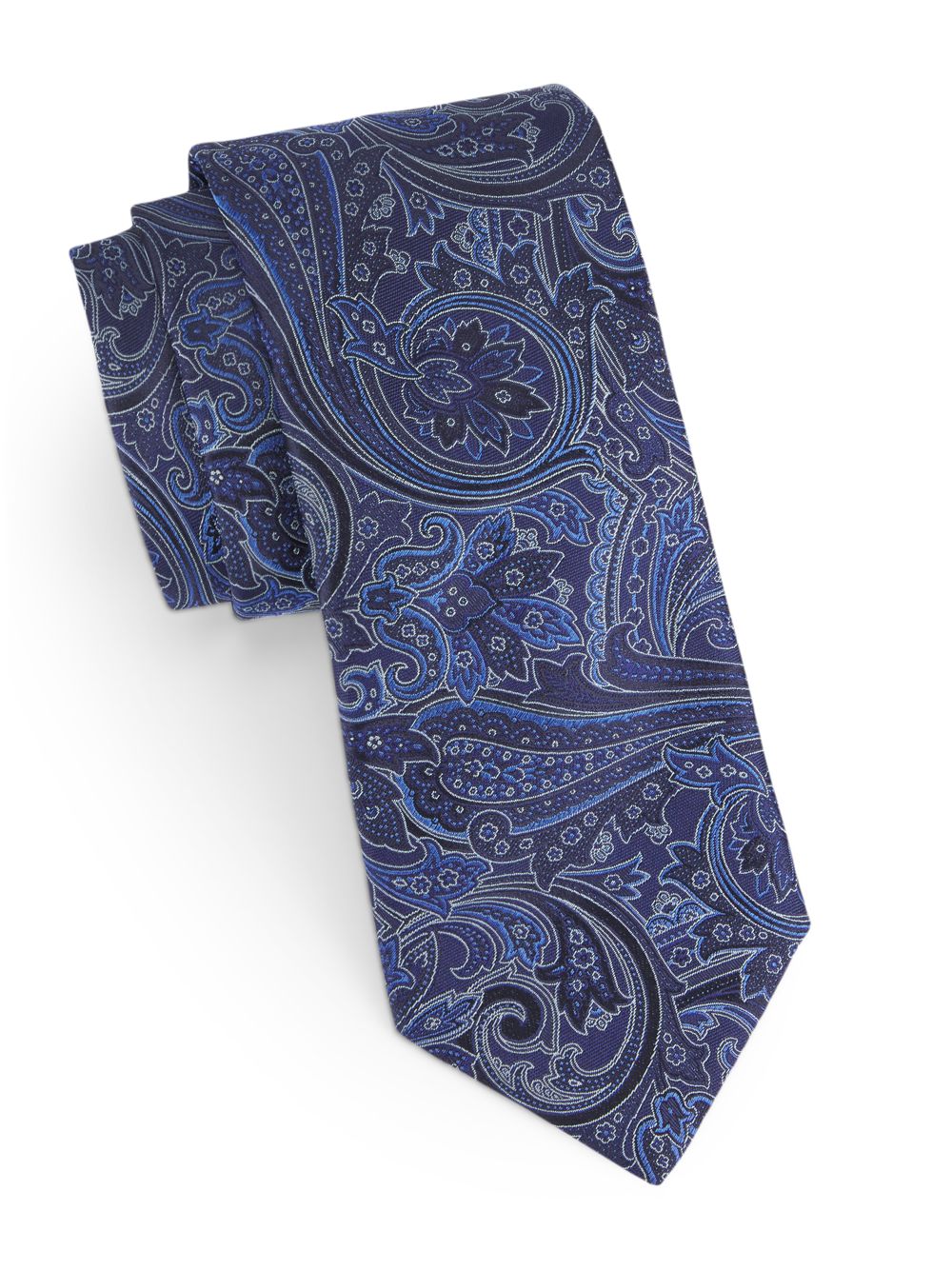 Шелковый галстук с узором пейсли Canali, синий