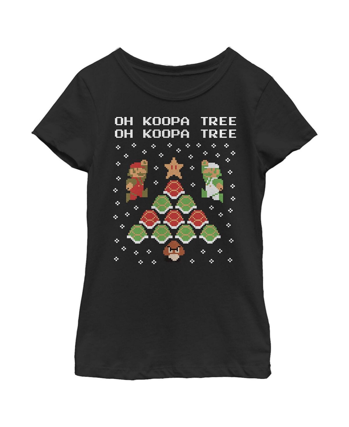 

Детская футболка Christmas Mario Bros. Koopa Tree для девочек Nintendo
