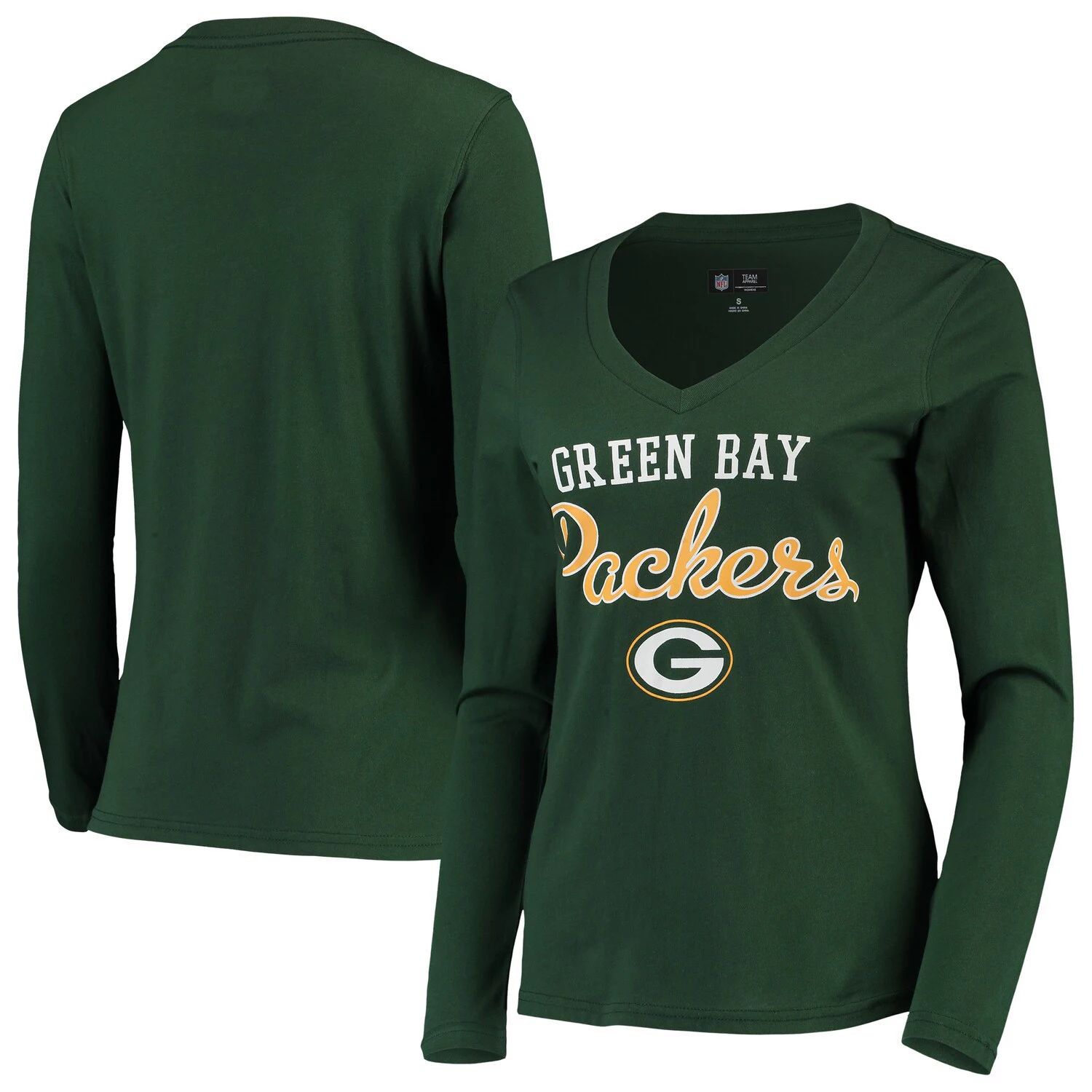 

Женская футболка G-III 4Her by Carl Banks Green Green Bay Packers Post Season с длинными рукавами и v-образным вырезом G-III