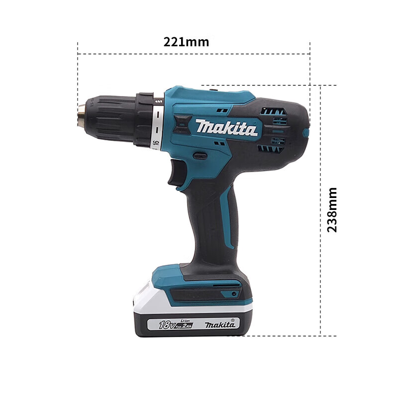 Дрель электрическая Makita DF488D004, 230W + два аккумулятора 18V/2.0Ah