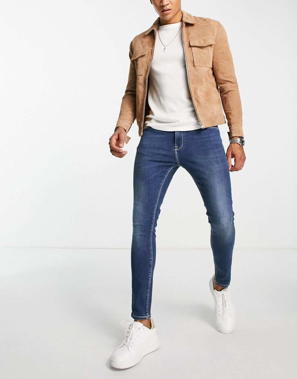 

Темно-синие джинсы с эффектом стрейч ASOS DESIGN