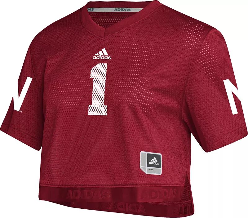 Женская укороченная футбольная майка Adidas Nebraska Cornhuskers Scarlet Scarlet