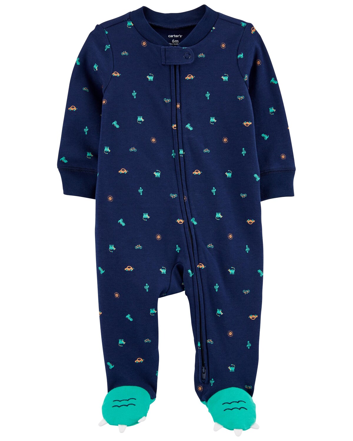 

Baby Dinosaur Хлопковая двухсторонняя молния Sleep & Play Carter's, темно-синий
