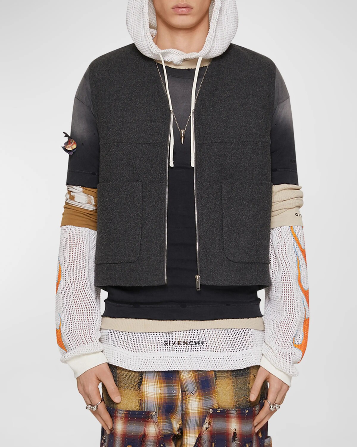 

Мужской двусторонний жилет из шерсти и кашемира Givenchy, цвет Dark Grey