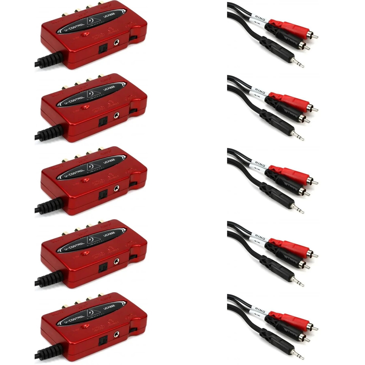 

Аудиоинтерфейс Behringer UCA222 с кабелем TRS 3,5 мм — 5 шт.
