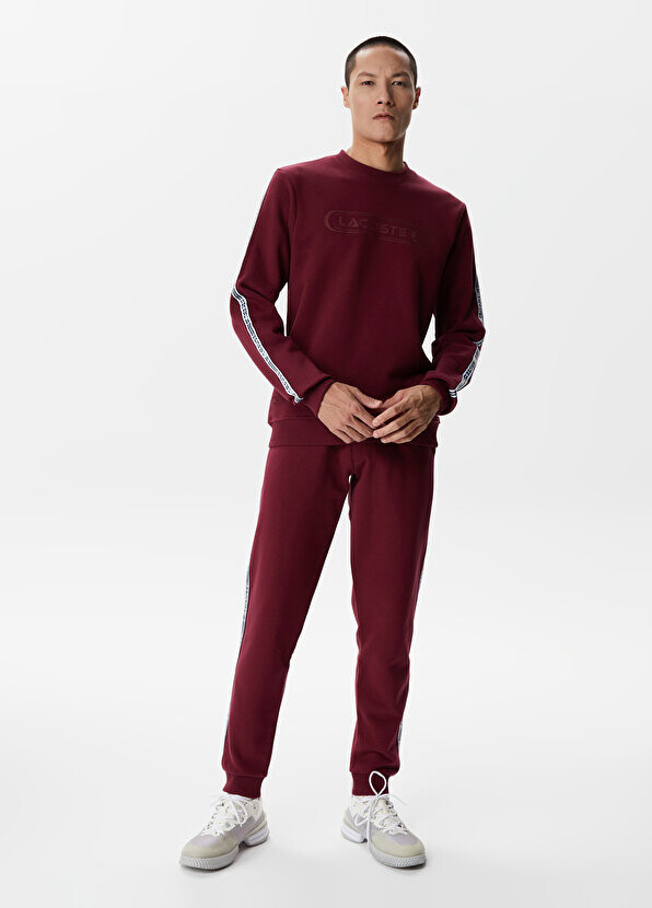 

Бордово-красные мужские спортивные штаны свободного кроя с принтом Lacoste, Красный