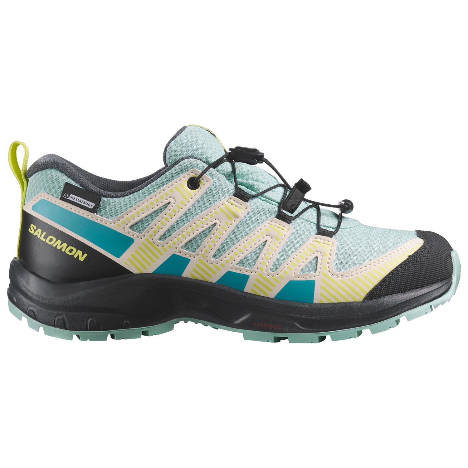 Кроссовки для бега по пересеченной местности Salomon XA Pro V8 CSWP Junior, цвет Tanager Turquoise/India Ink/Sunny Lime