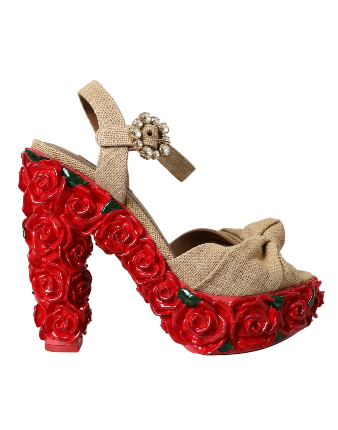 

Dolce & Gabbana Roses Босоножки на платформе с кристаллами Женская обувь, бежевый