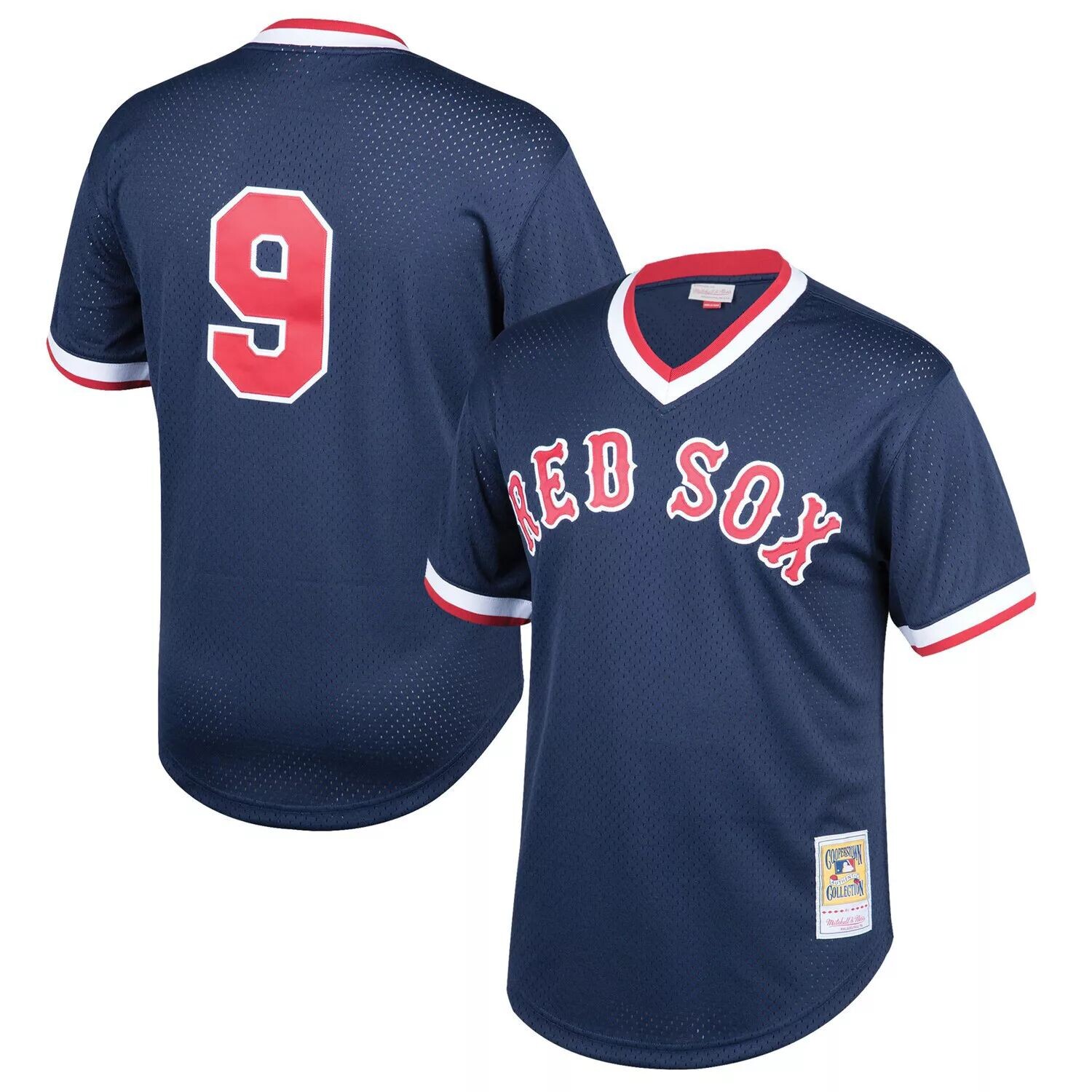 

Молодежная футболка Mitchell & Ness Ted Williams Navy Boston Red Sox Cooperstown Collection с сеткой для тренировки ватина Unbranded