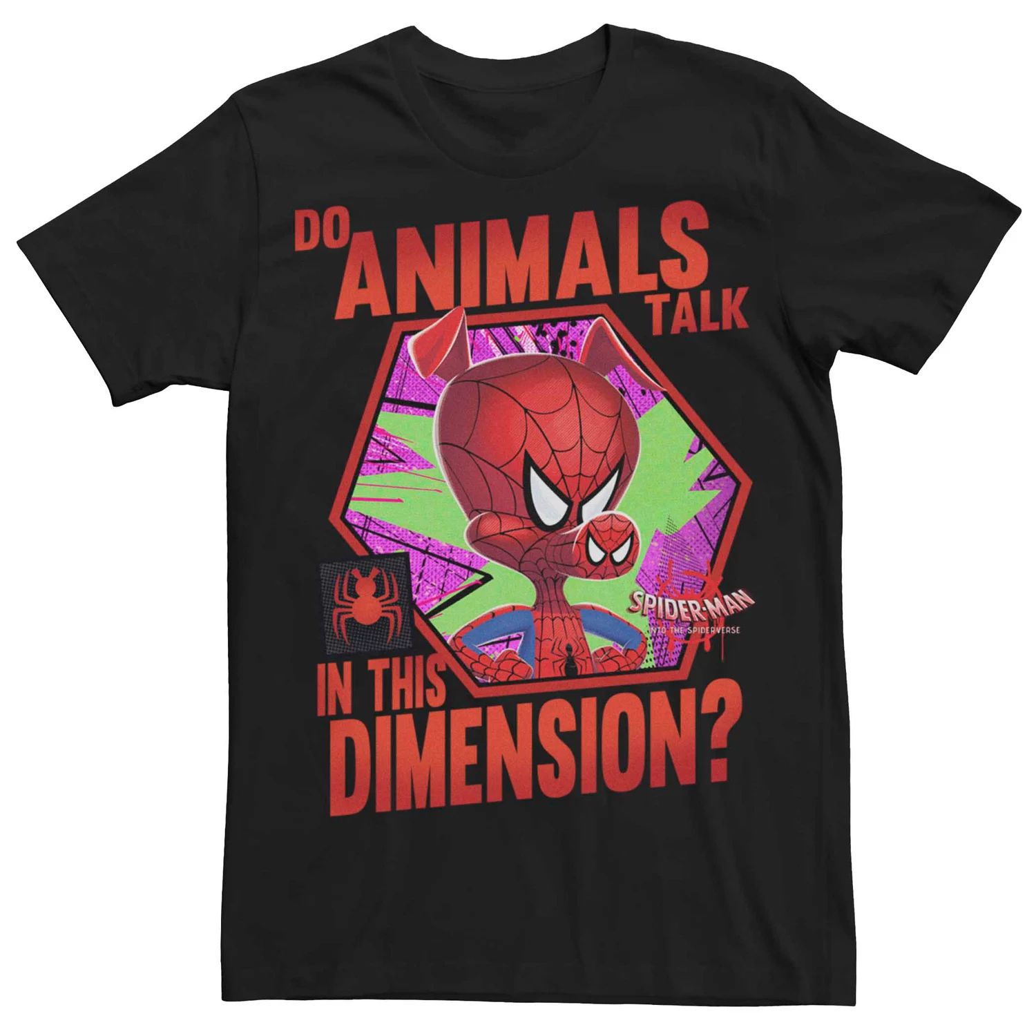 Мужская футболка Marvel Spider-Man Into The Spider-Ham Animals Talk Licensed Character
