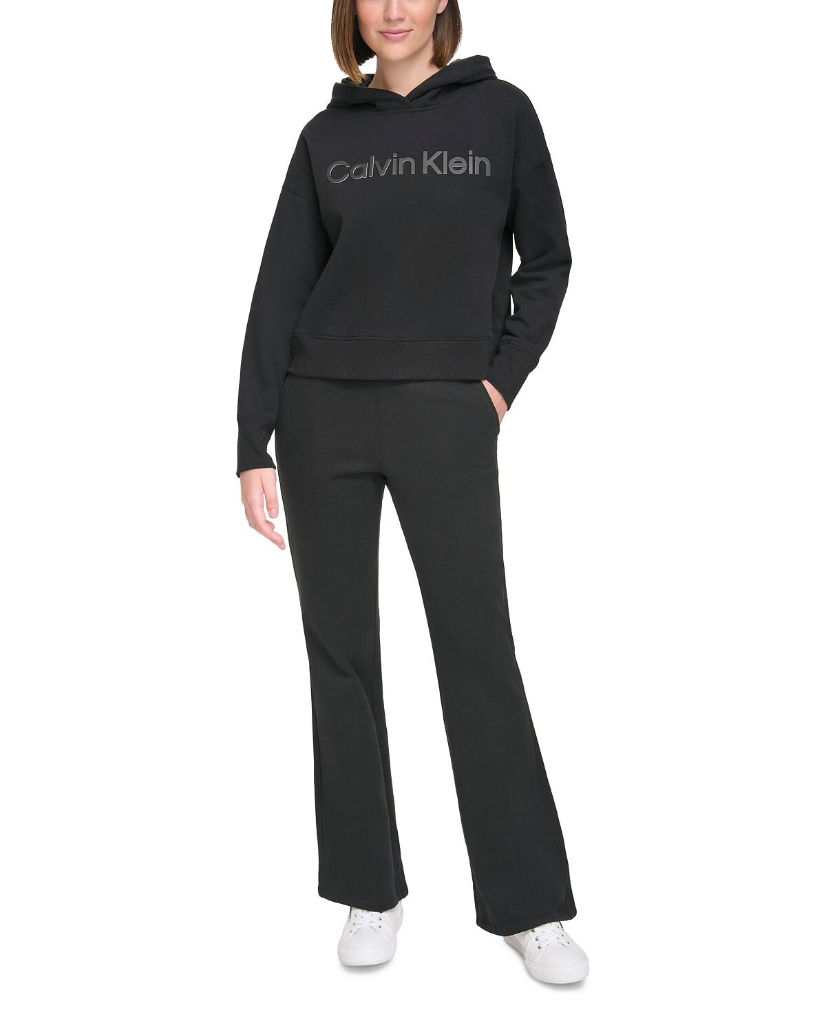 

Женские брюки-клеш полной длины с высокой талией Calvin Klein, черный