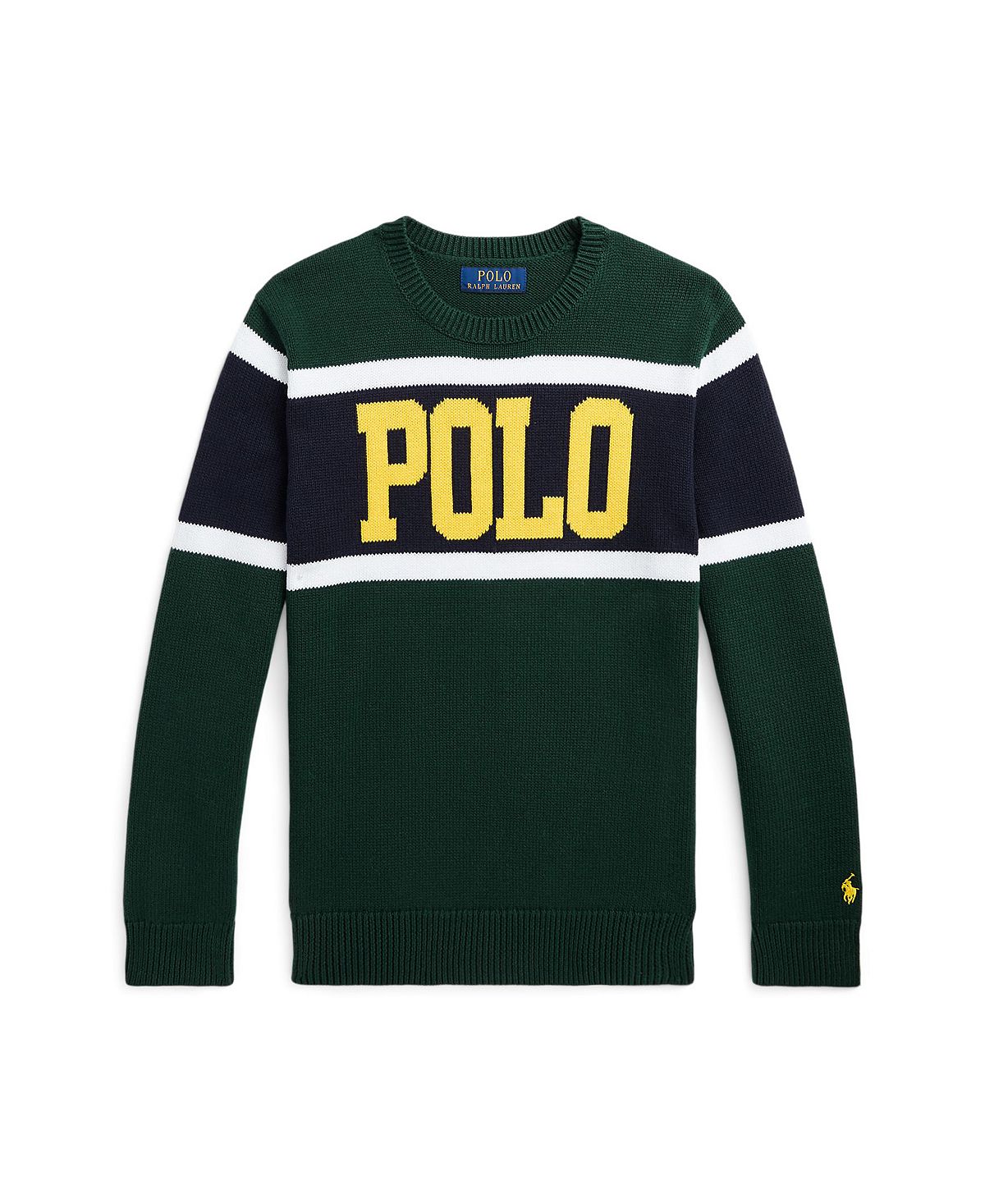 

Хлопковый свитер с круглым вырезом и логотипом Big Boys Polo Ralph Lauren