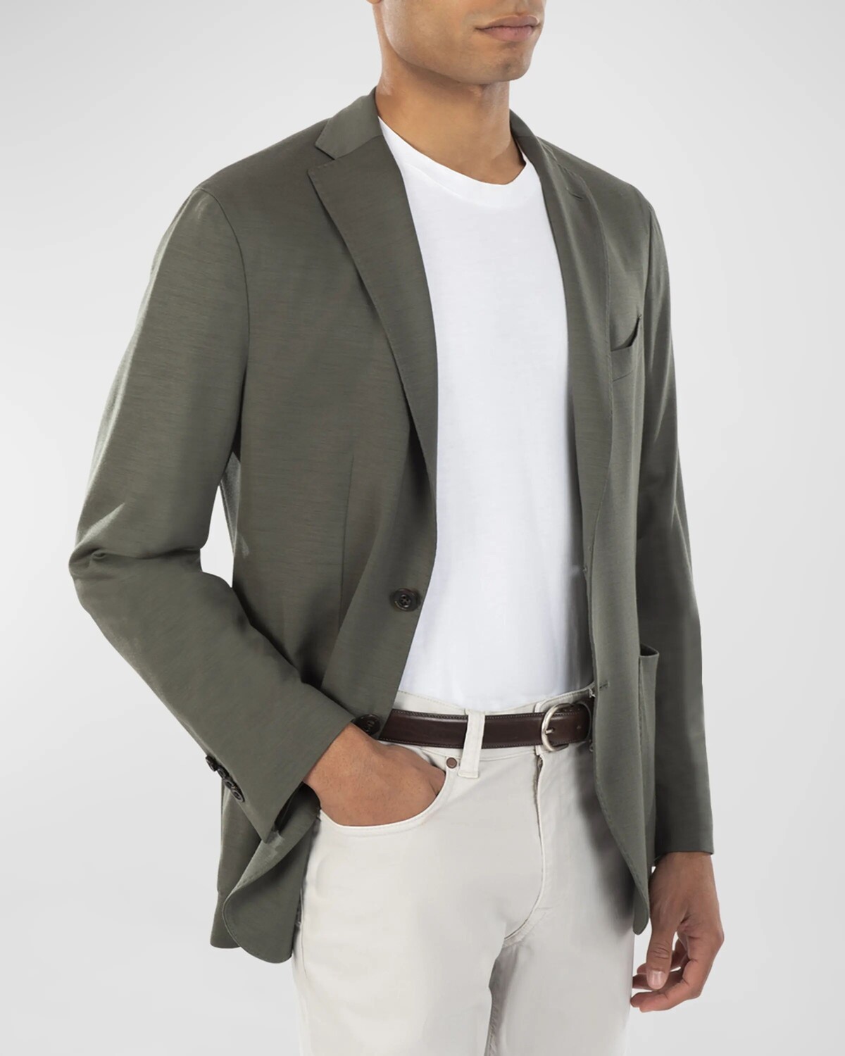 

Мужской шерстяной пиджак из джерси Boglioli, цвет Military Green