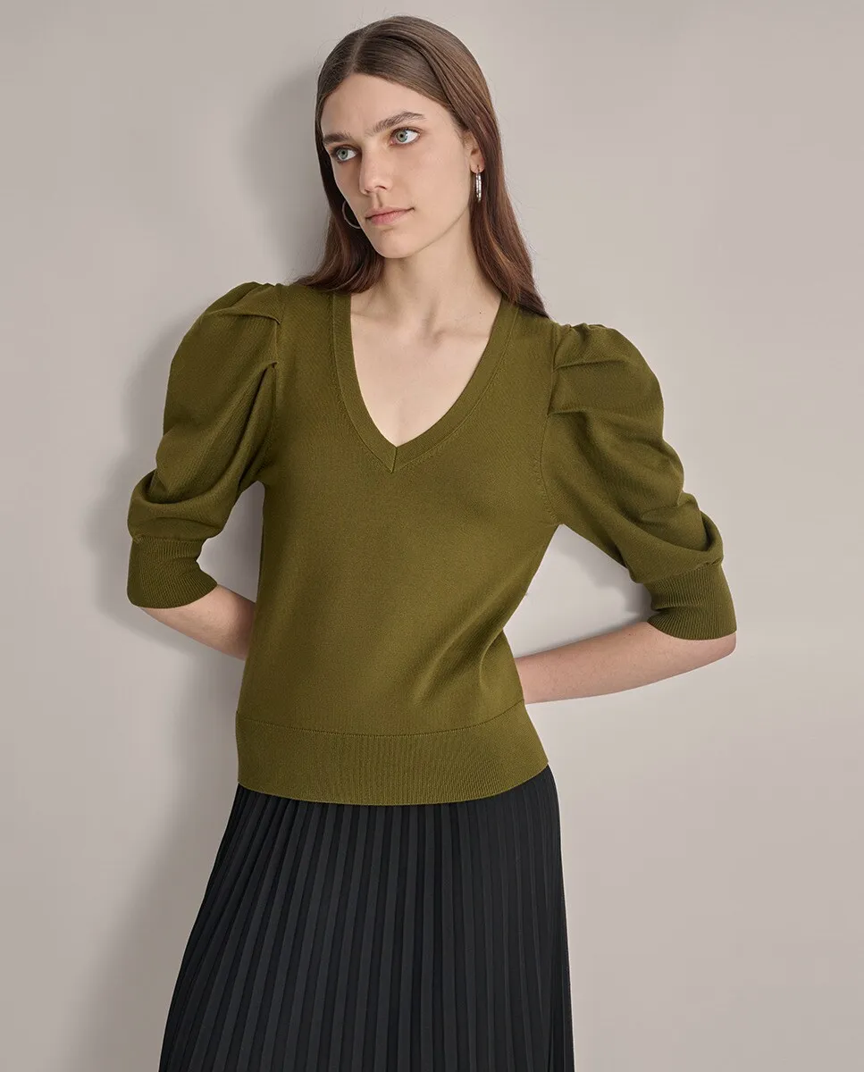 

Свободный женский свитер с длинными рукавами DKNY, зеленый