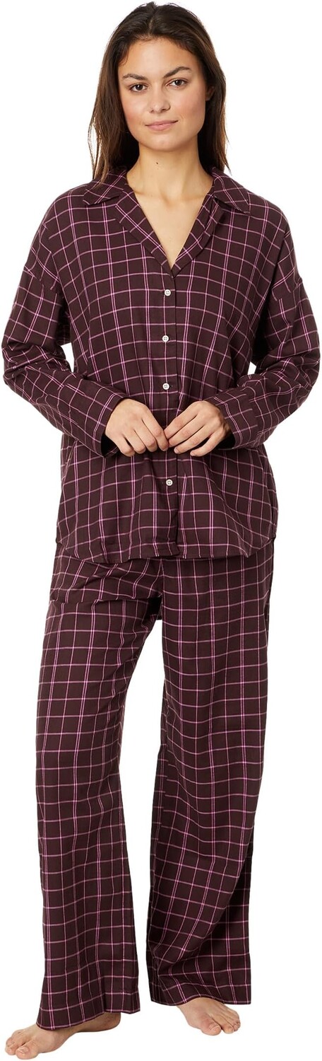 

Фланелевой пижамный комплект в клетку Madewell, цвет Chocolate Raisin
