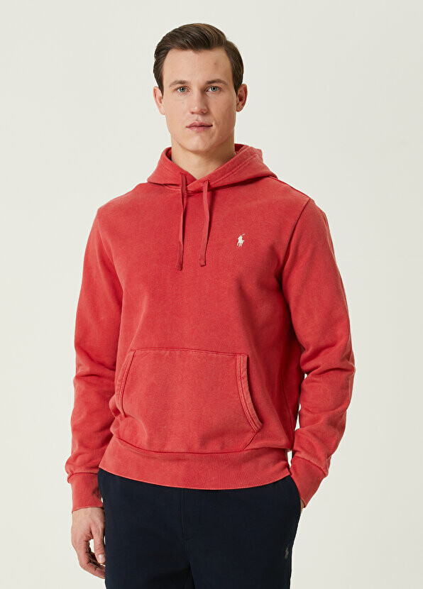 

Красный толстовка с капюшоном и вышитым логотипом Polo Ralph Lauren