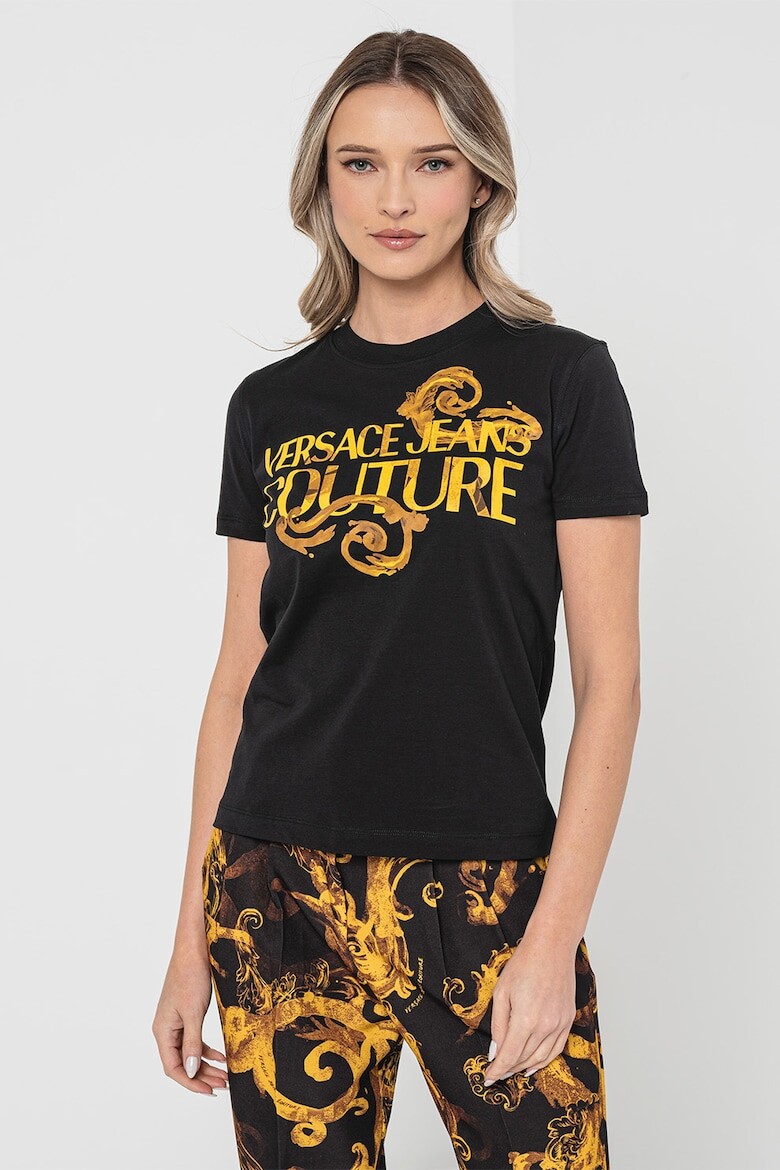 

Хлопковая футболка для тела Versace Jeans Couture, черный