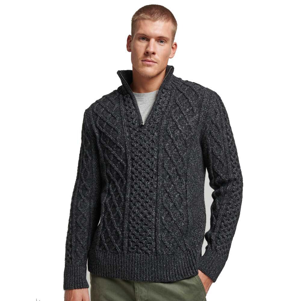 

Свитер Superdry Vintage Jacob Henley Half Zip, черный