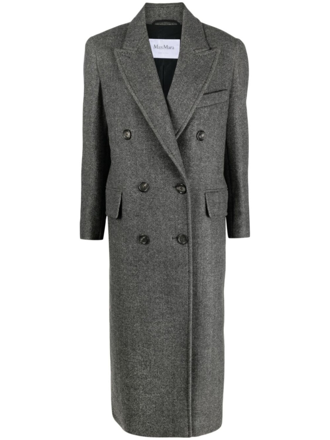 

Шерстяное пальто Eccesso с узором в елочку Max Mara, серый