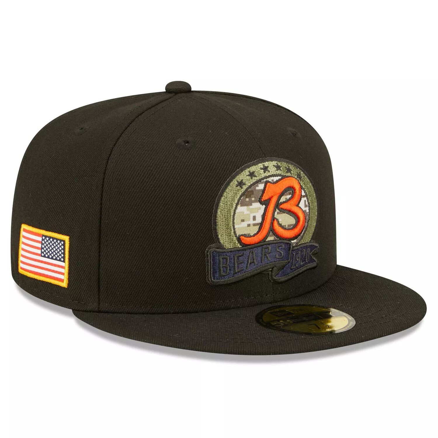 

Мужская облегающая шляпа New Era Black Chicago Bears 2022 Salute To Service 59FIFTY